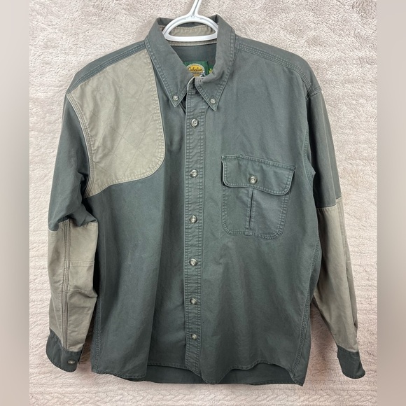 CABELAS Shooting Shirt Quilted Shoulder Patch Medium Green - Picture 1 of 15